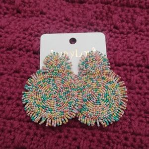 Boho Seed Bead Multicolored Starburst Earrings NEW